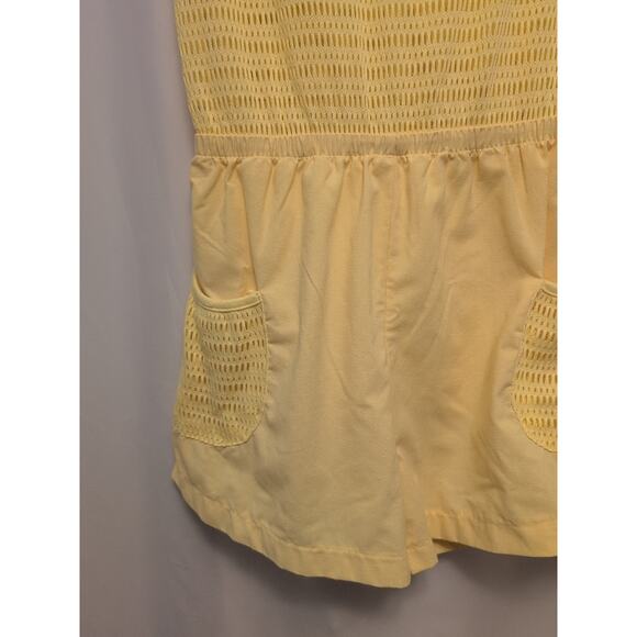 80s womens vtg L here's a hug yellow shorts jumper floral accent - Picture 6 of 13